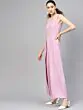 Women Lavender Solid Layered Detail Basic Jumpsuit
