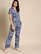 Women Blue & White Printed Basic Jumpsuit