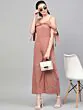 Women Dusty Pink Solid Basic Jumpsuit