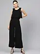 Women Black Solid Layered Basic Jumpsuit