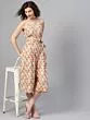 Beige & Pink Printed Culotte Jumpsuit