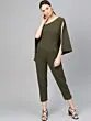 Women Olive Green Solid Culotte Jumpsuit
