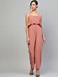 Women Dusty Pink Solid Layered Basic Jumpsuit