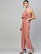 Women Dusty Pink Solid Layered Basic Jumpsuit