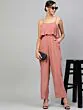 Women Dusty Pink Solid Layered Basic Jumpsuit
