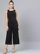 Women Black Solid Denim Culotte Jumpsuit