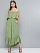 Women Olive Green Schiffli Embroidered Basic Jumpsuit