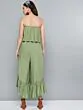 Women Olive Green Schiffli Embroidered Basic Jumpsuit