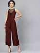 Women Maroon Solid Basic Jumpsuit