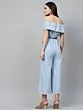Blue Solid Denim Basic Jumpsuit