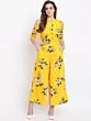 Women Mustard Yellow & Blue Printed Cold-Shoulder Basic Jumpsuit