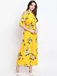 Women Mustard Yellow & Blue Printed Cold-Shoulder Basic Jumpsuit