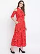 Women Red & Black Printed Cold-Shoulder Basic Jumpsuit