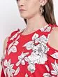 Women Red & Off-White Printed Cold-Shoulder Basic Jumpsuit