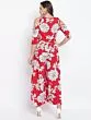 Women Red & Off-White Printed Cold-Shoulder Basic Jumpsuit