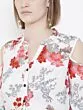 Women White & Red Printed Cold-Shoulder Basic Jumpsuit