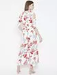Women White & Red Printed Cold-Shoulder Basic Jumpsuit