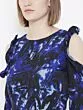 Women Blue & Black Printed Cold-Shoulder Basic Jumpsuit