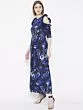 Women Blue & Black Printed Cold-Shoulder Basic Jumpsuit