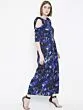 Women Blue & Black Printed Cold-Shoulder Basic Jumpsuit