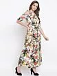 Women White & Green Printed Cold-Shoulder Basic Jumpsuit