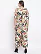 Women White & Green Printed Cold-Shoulder Basic Jumpsuit