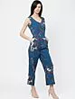 Women Navy Blue & Red Printed Basic Jumpsuit