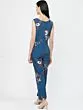 Women Navy Blue & Red Printed Basic Jumpsuit