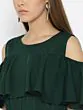 Olive Green Solid Cold-Shoulder Jumpsuit