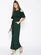 Olive Green Solid Cold-Shoulder Jumpsuit