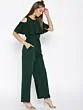 Olive Green Solid Cold-Shoulder Jumpsuit