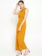 Women Mustard Yellow Solid Basic Jumpsuit