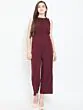 Women Burgundy Solid Basic Jumpsuit