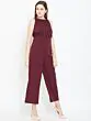Women Burgundy Solid Basic Jumpsuit