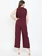Women Burgundy Solid Basic Jumpsuit
