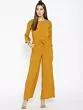 Mustard Yellow Solid Cold-Shoulder Jumpsuit