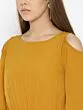 Mustard Yellow Solid Cold-Shoulder Jumpsuit
