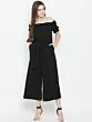 Women Black Solid Off-Shoulder Basic Jumpsuit