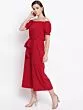 Women Red Solid Culotte Jumpsuit