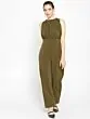 Women Olive Green Solid Basic Jumpsuit