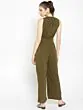 Women Olive Green Solid Basic Jumpsuit