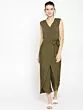 Women Olive Green Solid Layered Basic Jumpsuit