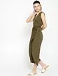 Women Olive Green Solid Layered Basic Jumpsuit