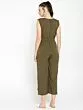 Women Olive Green Solid Layered Basic Jumpsuit