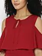 Maroon Layered Cold-Shoulder Jumpsuit