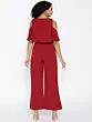 Maroon Layered Cold-Shoulder Jumpsuit