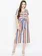 Women Blue & Orange Striped Culotte Jumpsuit