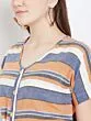 Women Blue & Orange Striped Culotte Jumpsuit