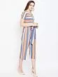 Women Blue & Orange Striped Culotte Jumpsuit