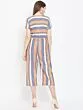 Women Blue & Orange Striped Culotte Jumpsuit